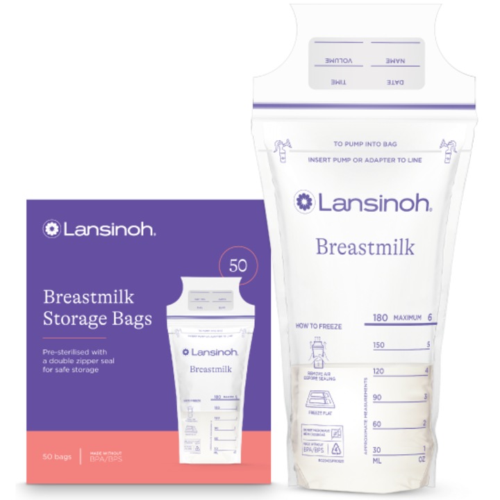 Торбички за съхранение на кърма Lansinoh, 50 броя