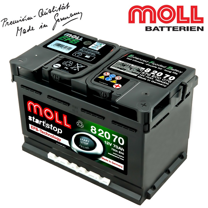 Baterie auto Moll start/stop EFB 70Ah 82070