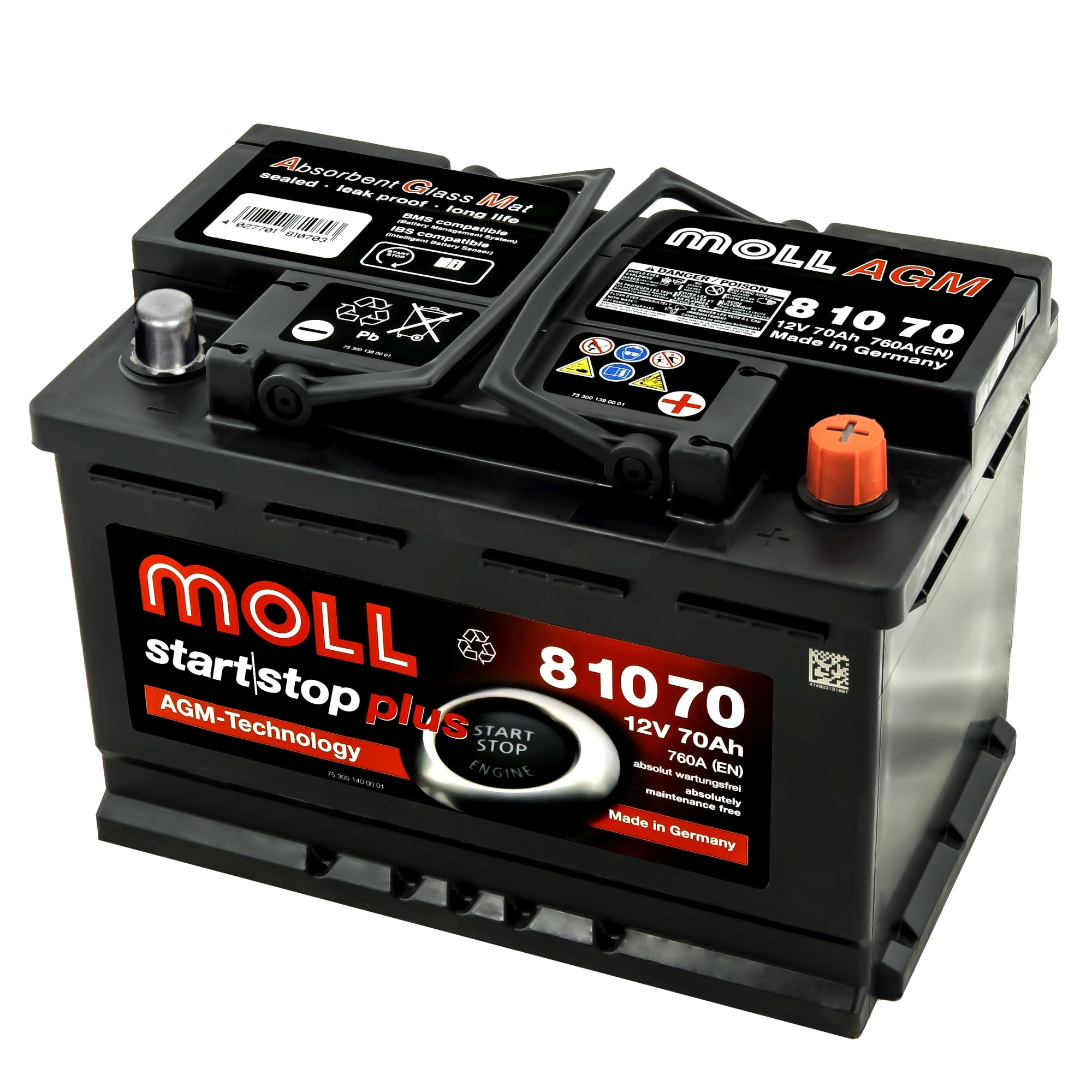 Baterie auto Moll start/stop plus AGM 70Ah 81070 - eMAG.ro