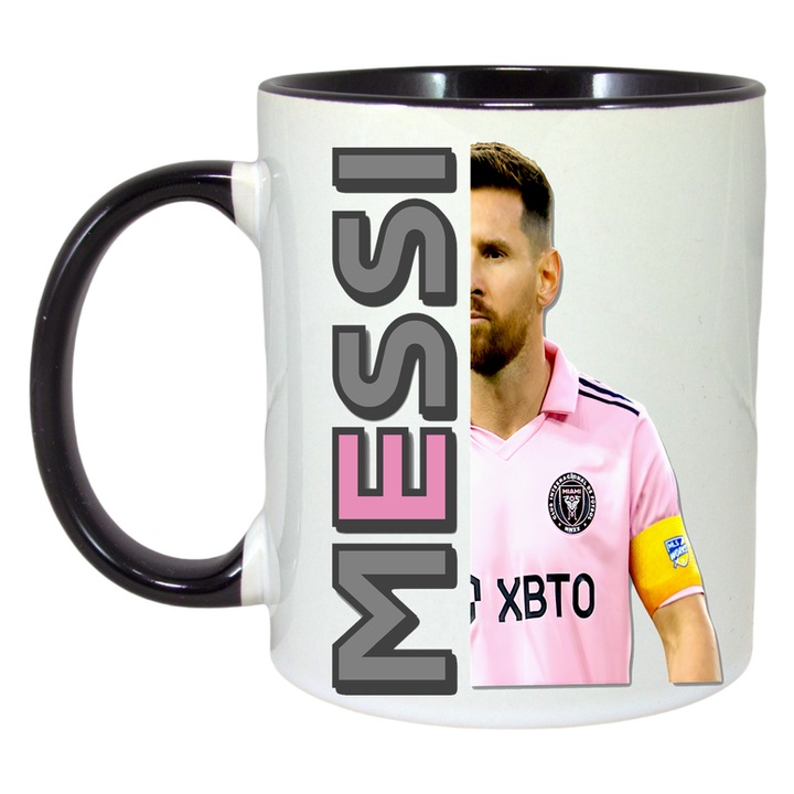 Cana Messi Inter Miami Perfect, ceramica, Cri-Flo, 330ml, Maner si interior Negru