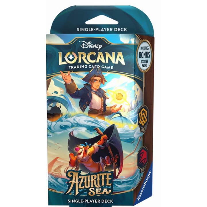 Társasjátékok, Ravensburger, Disney Lorcana TCG - Azurit-tenger, kezdőkészlet, Borostyán és Rubin