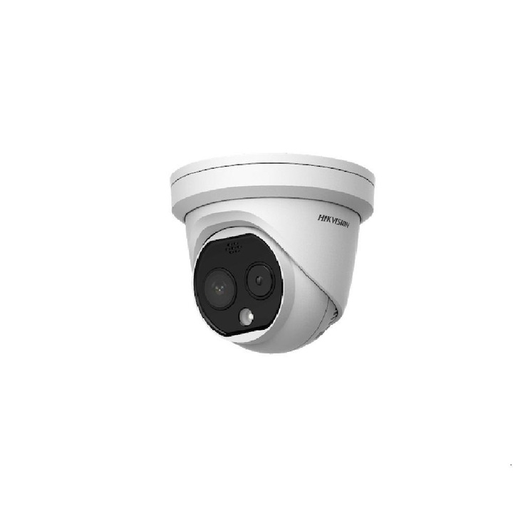 Камера за наблюдение DS-2TD1217B-6/PA, Deep in View, измерване на температурата в реално време, филтриране и алармиране на хора с висока температура, прецизно измерване между 30 и 45 градуса по Целзий