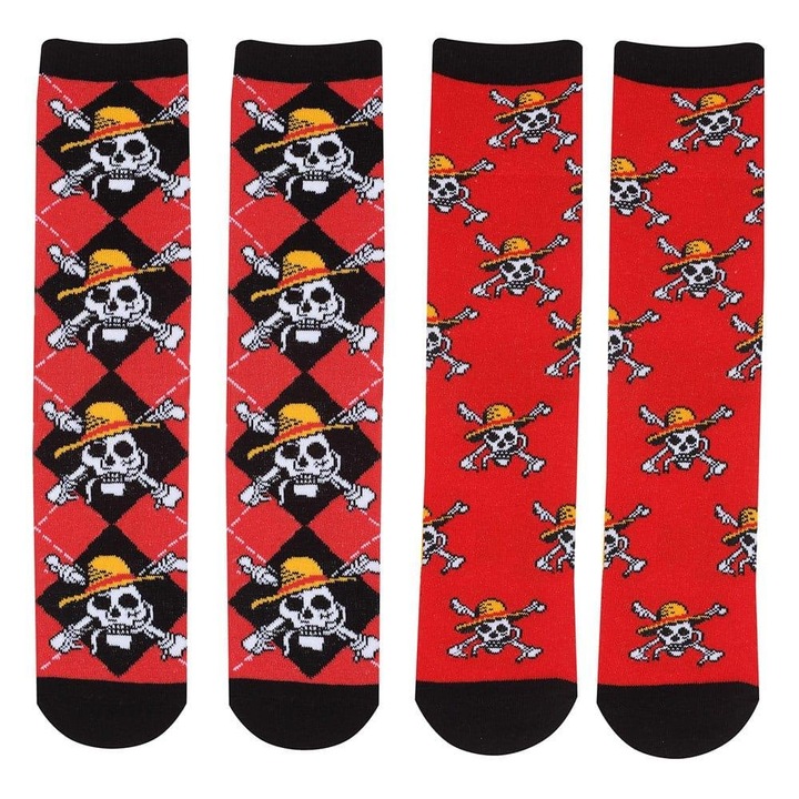2 pár Hősök zokni szett, Netflix One Piece - Jolly Roger, többszínű