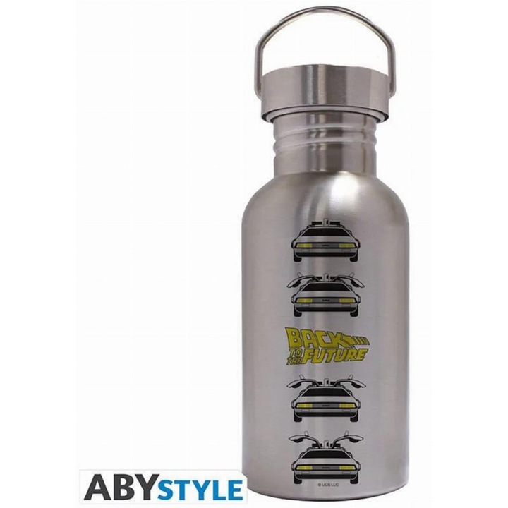 Бутилка Abystyle, Back to the Future - Delorean Open Doors, 500 мл, метал, сребрист