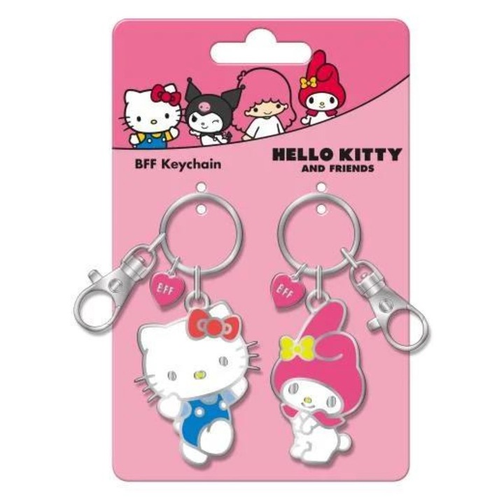 Hello Kitty és barátai kulcstartó szett - Hello Kitty és Melody, többszínű