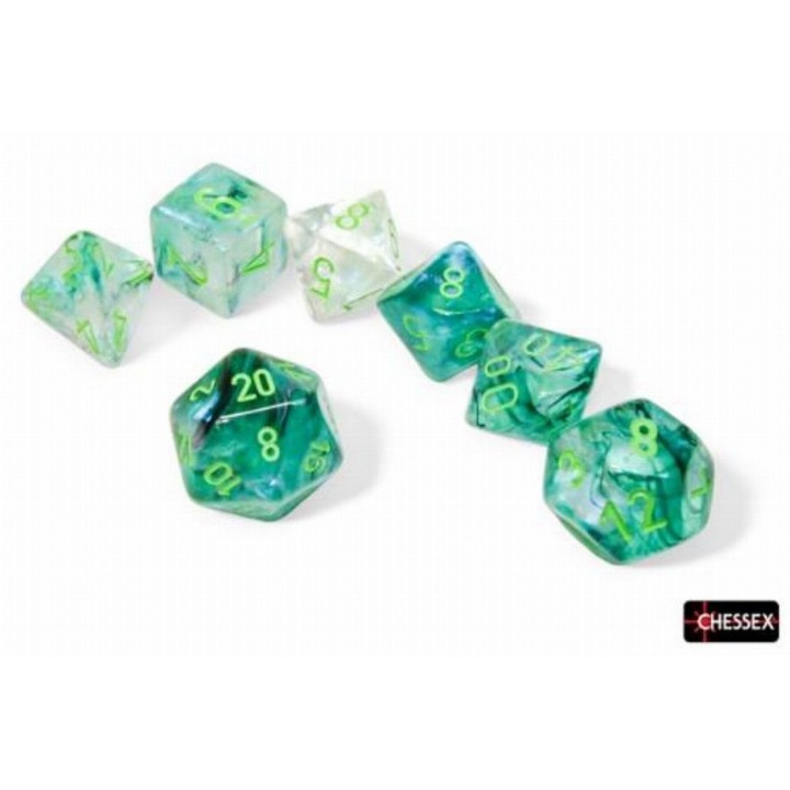 Set Zaria - 7 zaruri poliedrice Borealis Luminary Kelp, jocuri de societate