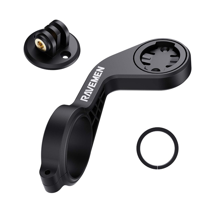 Suport bicicleta RAVEMEN AOM01, Compatibil cu computere Garmin si GoPro, Material nylon-fibra de sticla, Compatibil cu ghidon de 31,8 mm