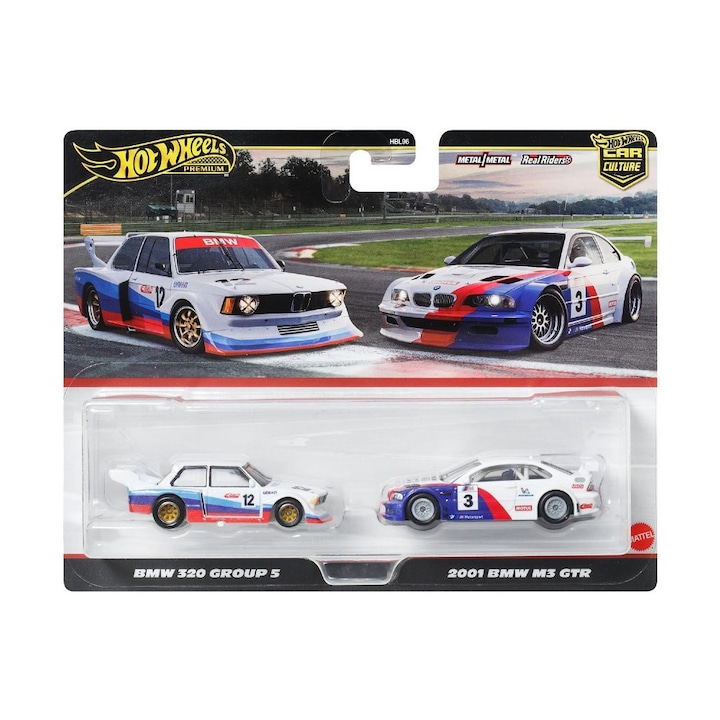 Set 2 masinute, Hot Wheels, BMW 320 Group 5 & BMW M3 GTR, 4+, Multicolor