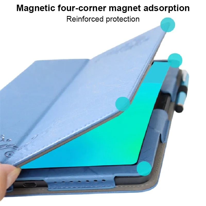 Husa tableta pentru TCL NxtPaper 11, piele cu model floral gravat, curea suport mana si loc pentru pix (negru)