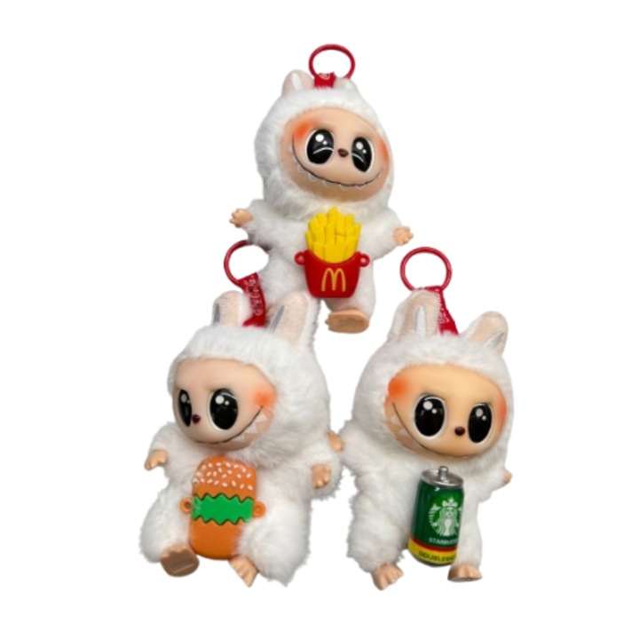 Премиум плюшена играчка Labubu Monsters Keyhold от колекцията Coca-Cola, в кутия, 17 см