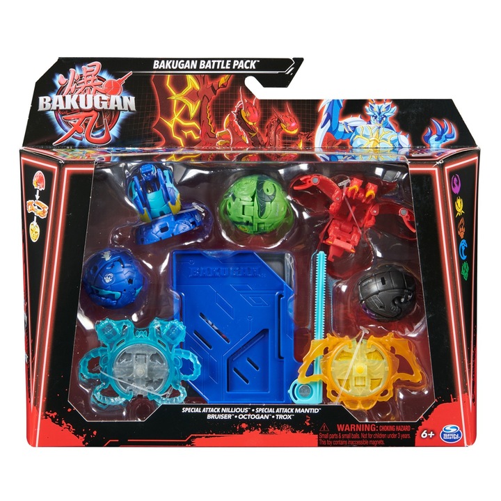 Set Bakugan Battle Pack - Nillious, Mantid, Bruiser, Octogan si Trox