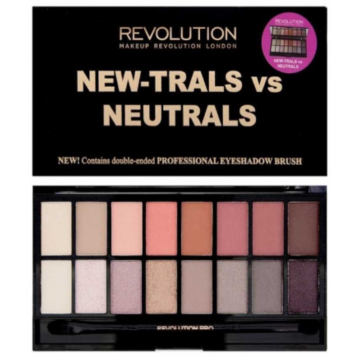Палитра сенки за очи Makeup Revolution Salvation Palette New-Trals vs Neutrals, 16 гр