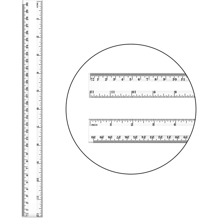 Set 20 rigle transparente plastic 30cm dublu marcaj