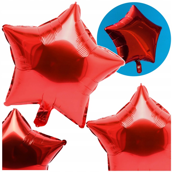 Fólia lufik szett nagy piros csillagokkal 50 cm party 5 darabos