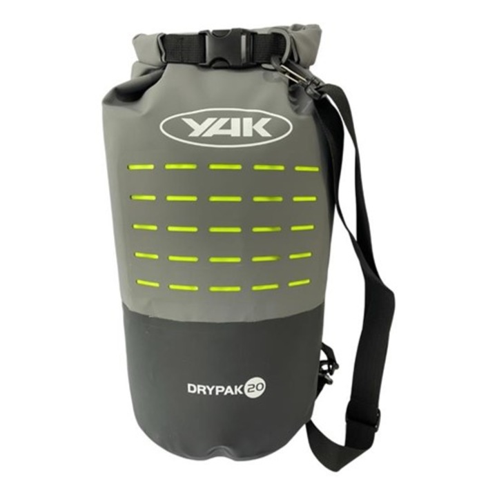 Geanta de voiaj YAK Drybag 20L, negru/gri, 520x380mm, sistem Molle, material PVC 500D