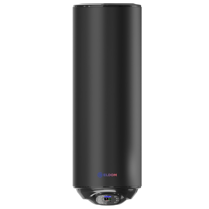 Вертикален бойлер ЕЛДОМ WVF08039FEW-B, черен мат 80 л. Wi-Fi, 3 kW, емайлиран водосъдържател, диаметър 387 mm