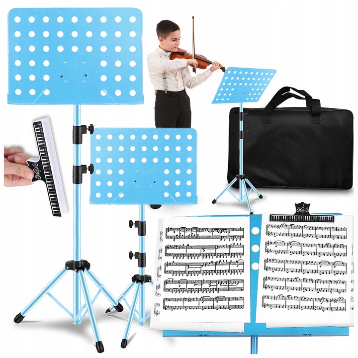 Jegyzettartó állvány, Pixel, kék, állítható magasságú 70x145cm, komplett szett fedéllel és jegyzetcsipeszekkel