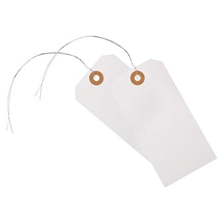 Etichete de expediere cu sarma, 100 buc, carton gros, 12x6 cm