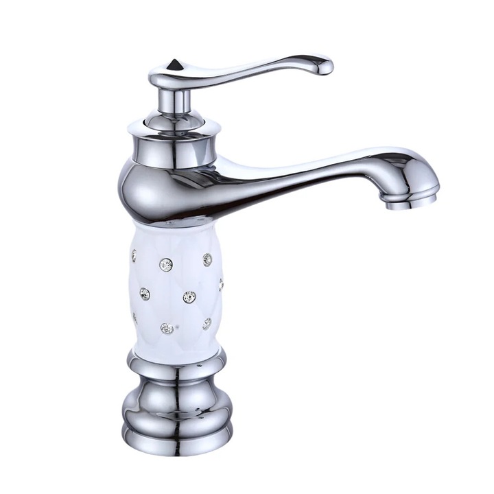 Смесител за баня, ретро дизайн, едноръкохватков, монтаж на тераса, сребрист