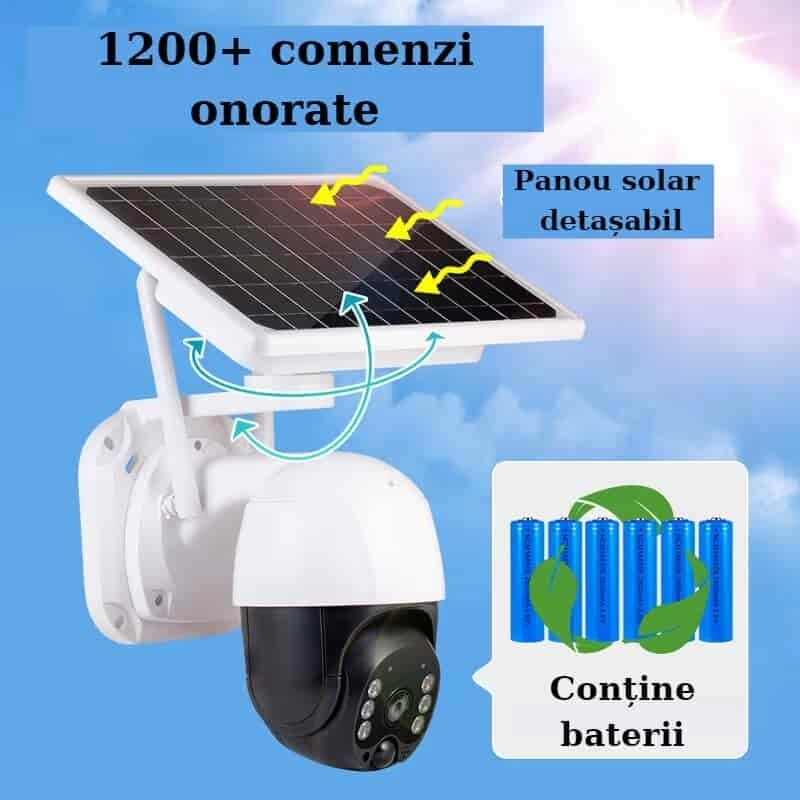 Camera de supraveghere cu panou solar, 4G, full HD, 5 MP, Waterproof ...