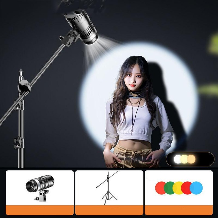 Lampa Portabila, Selfie Light 102 LED-uri, Temperatura Culoare reglabila, Reglaj luminozitate, Alimentare Priza US, Negru