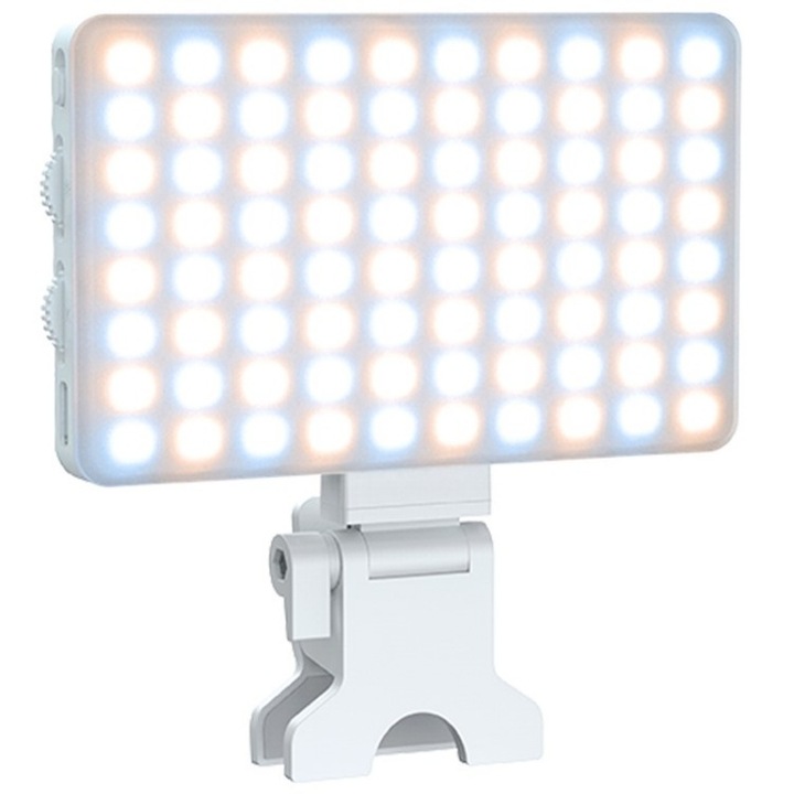 Lampa Portabila, Selfie Light pentru Telefon Laptop, Video Conference, 12 LED-uri, Lumina Soft, Baterie 2000mAh, Alb