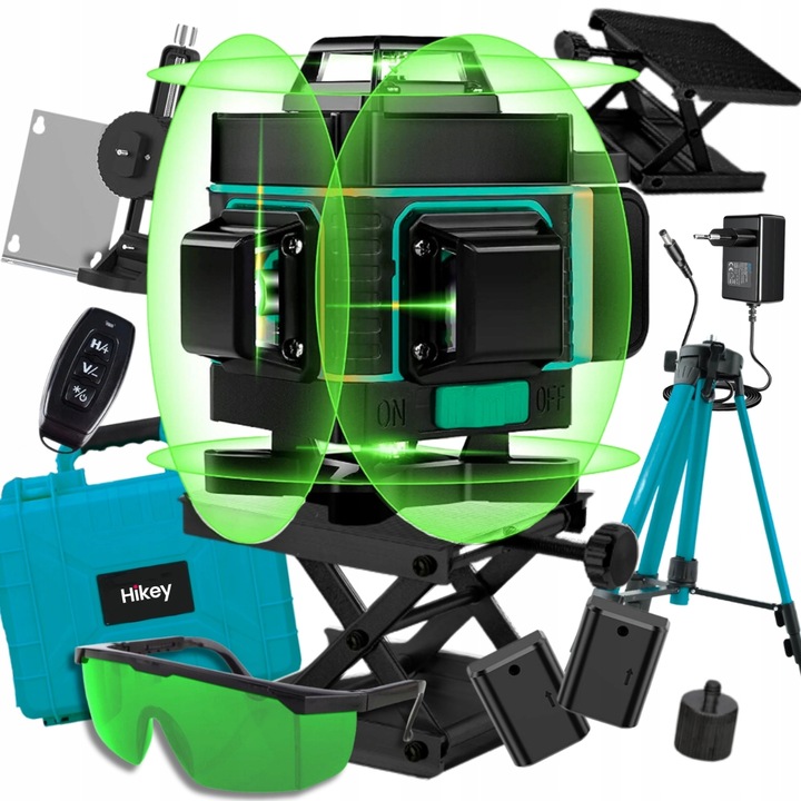 Nivela laser 4D 360, 16 linii, cu stativ, 2 acumulatori, verde, IP54