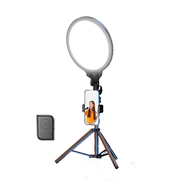 Lampa Portabila, Selfie Light 10.2 inch, Control la distanta, Suport pentru Live Stream, Negru