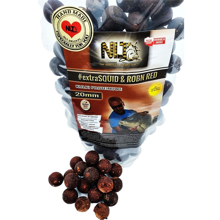 Bile proteice NLT, #extraSQUID, 20mm, 800g, aroma de calamar, continut ridicat de proteine