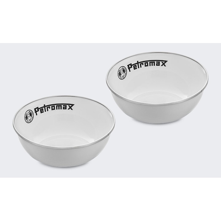 Set boluri Petromax emaliate 160 ml, alb, 2 bucati