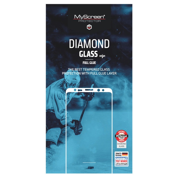 Myscreen diamond glass edge képernyővédő üveg, 2.5d, full glue, 0.33mm, 9h, fekete, kompatibilis: Apple iPhone 17 Pro Max