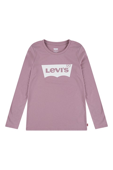 Levi's, Bluza cu decolteu rotund si imprimeu logo, Lila pal