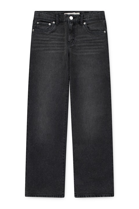 Levi's, Bő szárú pamuttartalmú farmernadrág, Koptatott fekete