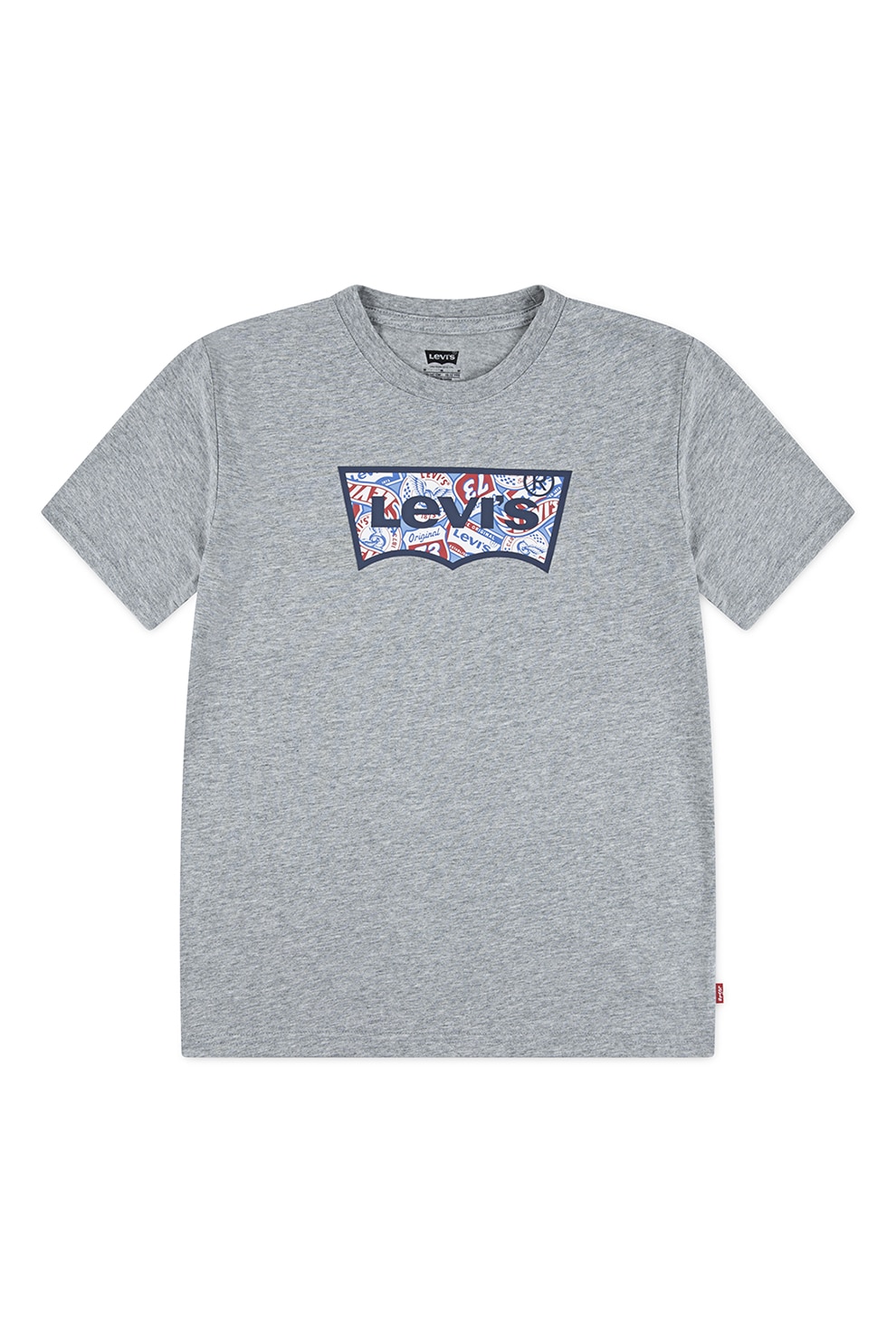 Levi's, Tricou din amestec de bumbac cu logo, Albastru inchis, Gri melange, 152 CM