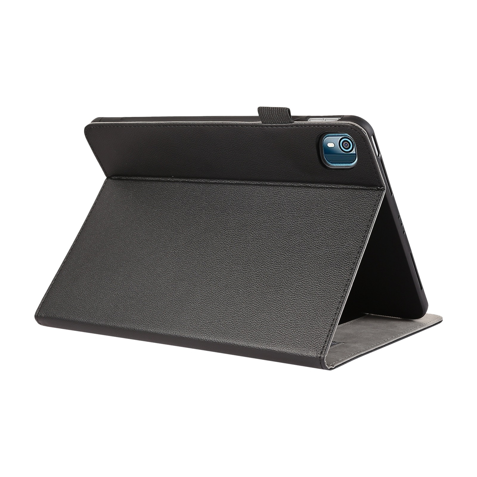 Husa tableta pentru Nokia T10 8.0, piele textura litchi, tip ventuza, culoare neagra