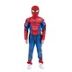 Set costum Spiderman KidMania® cu muschi, masca cu lumini si doua manusi lansator pentru copii, 5-7 ani, 110-120 cm