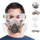 Set Ochelari si Masca de Protectie Respirator, Suness, Reutilizabila, 2 Filtre de Carbon Activ, Protectie Impotriva Vaporilor, Vopselei sau Prafului, 10 x Filtru bumbac, Pentru Vopsit, Polizat, Lucrari cu Chimicale, Sudura