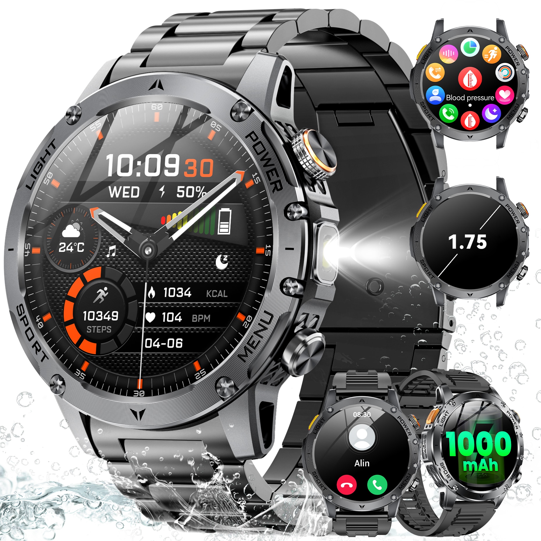 SKAM DUST ft. Awich CATCH THE FIRE7インチ Ceas Smartwatch, Mingtawn, AK87, 1.75 inch, 1000mAh, apeluri