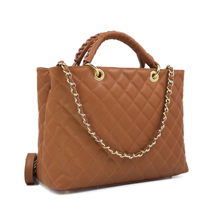 Poseta Piele Georgie - Coniac, Geanta Casual din Piele Naturala, Geanta, Genti