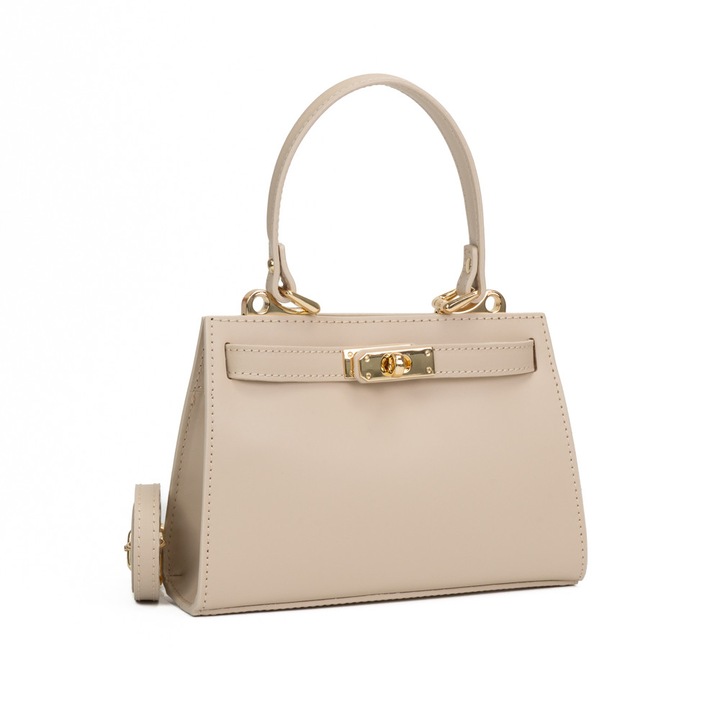 Poseta Piele Gloria - Bej, Geanta Casual din Piele Naturala, Geanta, Genti