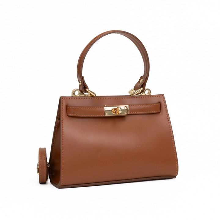 Poseta Piele Gloria - Coniac, Geanta Casual din Piele Naturala, Geanta, Genti