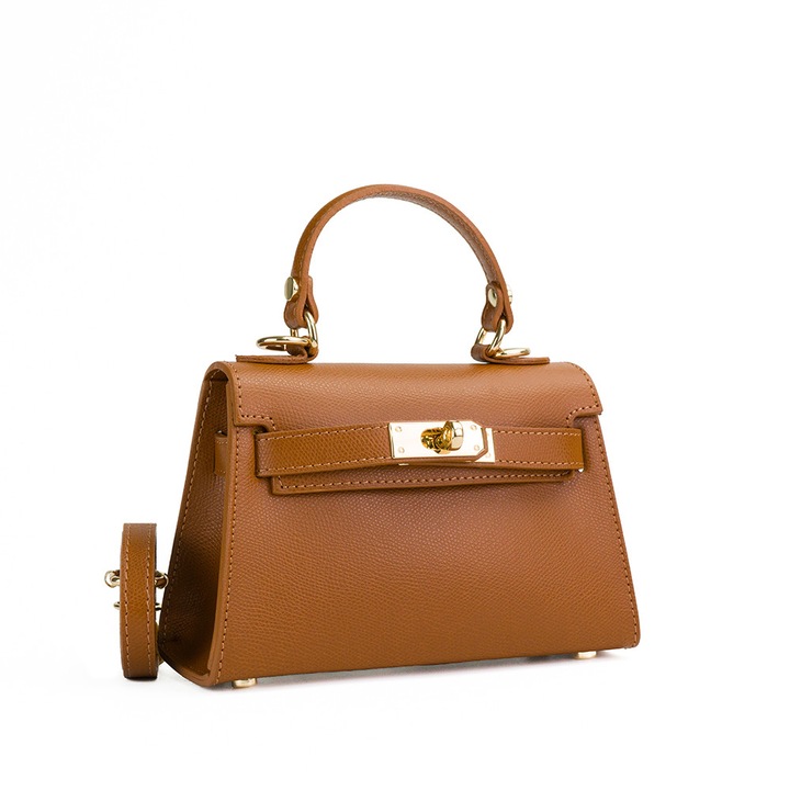 Poseta Piele Thea Baby - Coniac, Geanta Casual din Piele Naturala, Geanta, Genti