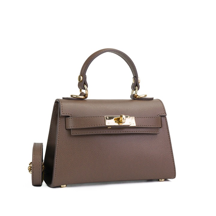 Poseta Piele Thea Baby - Taupe, Geanta Casual din Piele Naturala, Geanta, Genti