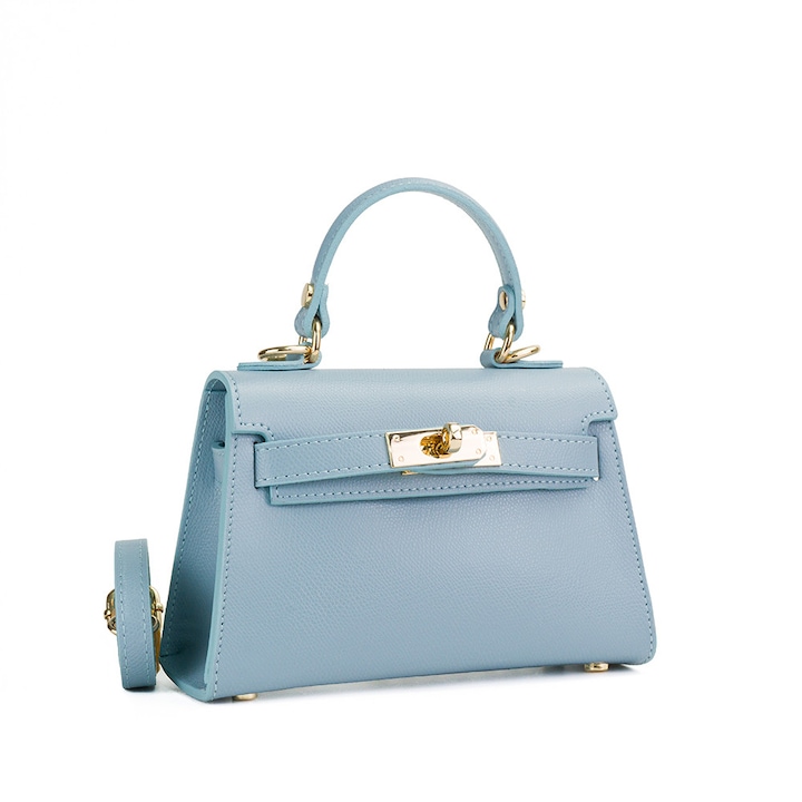 Poseta Piele Thea Baby - Bleu, Geanta Casual din Piele Naturala, Geanta, Genti