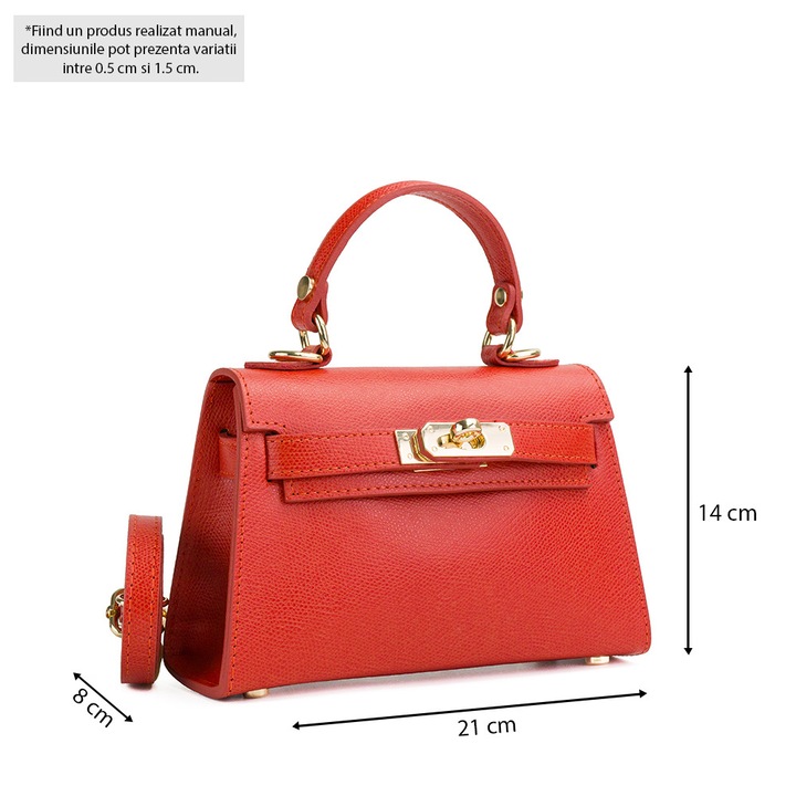 Бебешка кожена чанта Thea - цвят тухла, 1 отделение, 1 джоб, регулируема презрамка 65 - 116 см