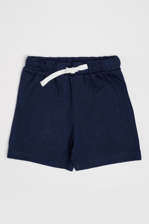 United Colors of Benetton, Pantaloni scurti din bumbac cu talie ajustabila, Alb/Bleumarin