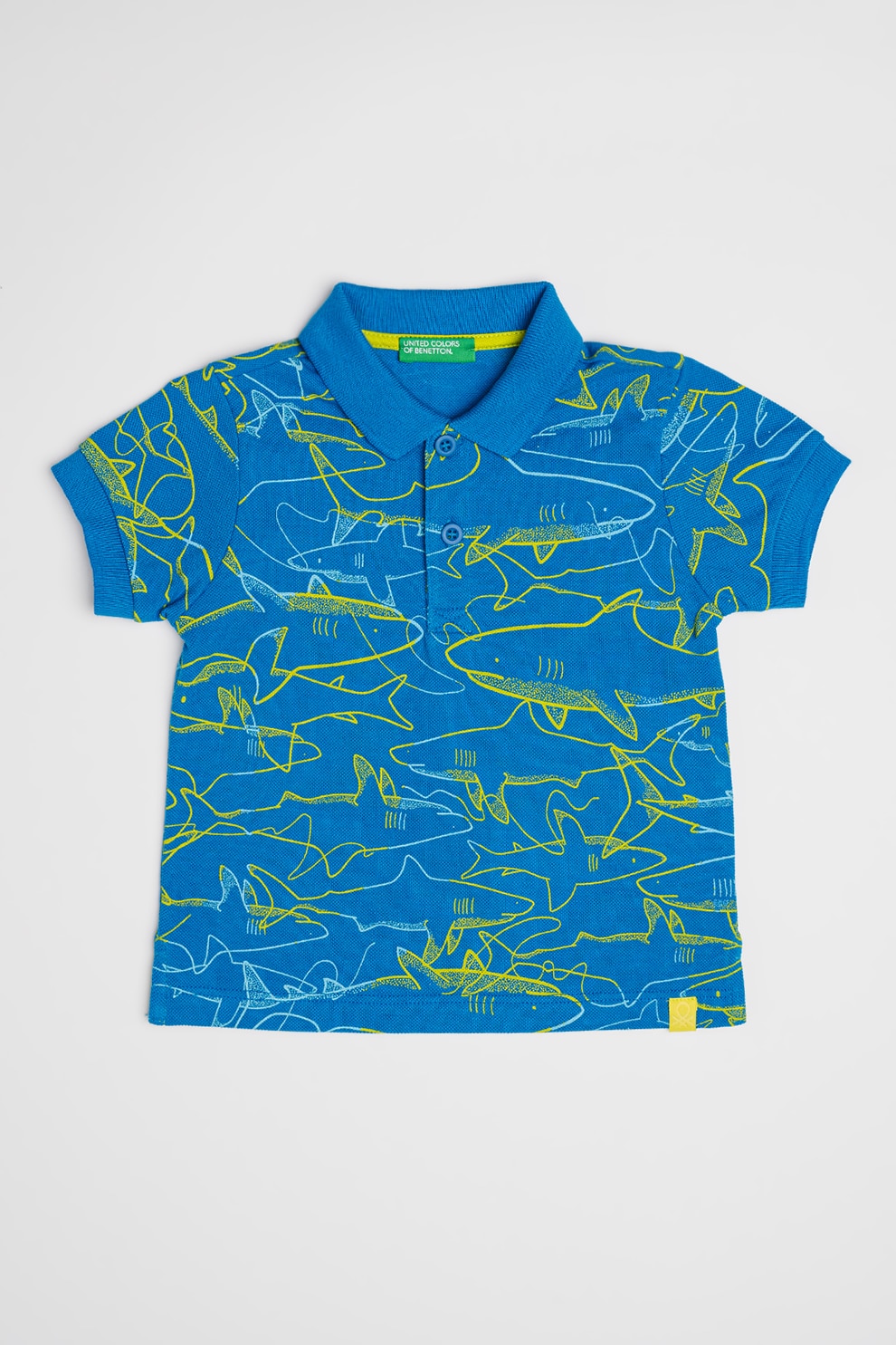 United Colors of Benetton, Tricou polo relaxed fit de bumbac, Albastru royal, Verde lime, 90 CM
