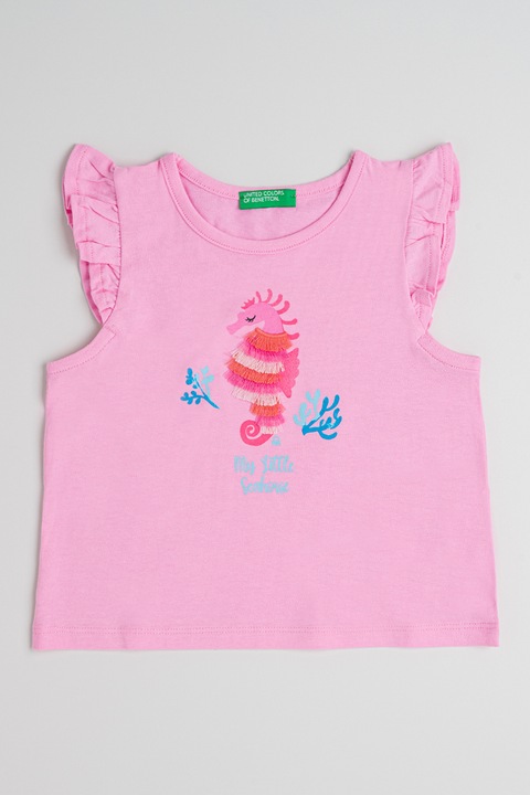 United Colors of Benetton, Fodros pamuttop, Rózsaszín/Kék