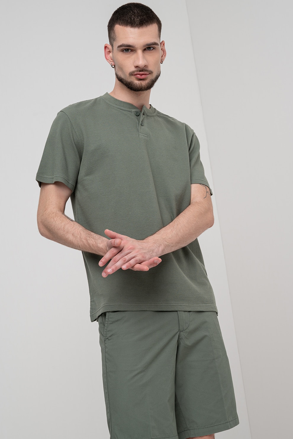 United Colors of Benetton, Tricou regular-fit din bumbac, Verde spranghel, M