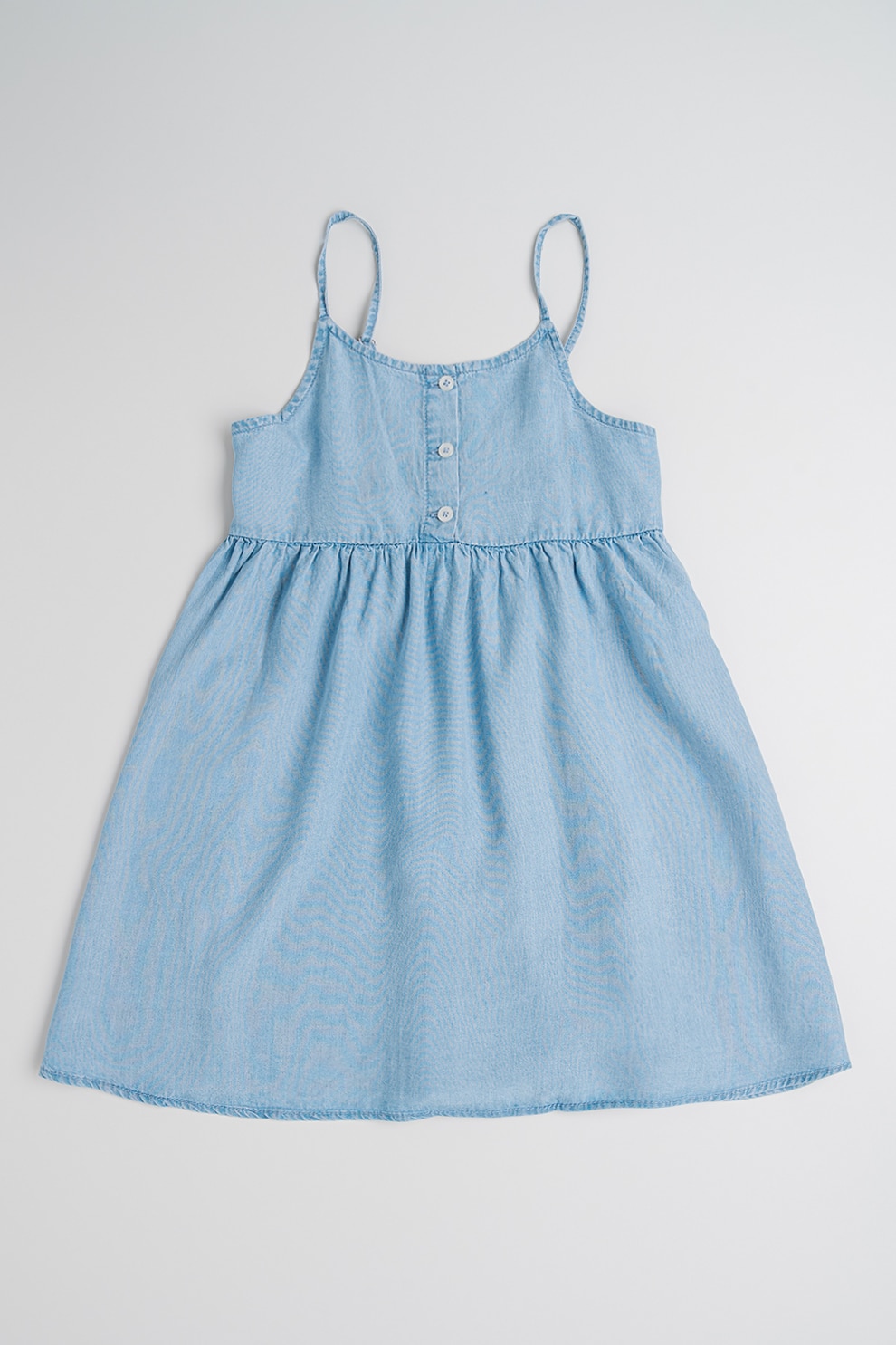 United Colors of Benetton, Rochie babydoll din chambray, Albastru pastel, 130 CM